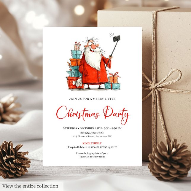 Quirky Santa Claus Editable Christmas Party Invite Einladung (Quirky Santa Claus Editable Christmas Party Invite)
