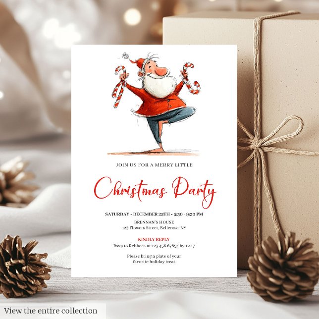 Quirky Santa Claus Funny Printable Party Invite Einladung (Quirky Santa Claus Funny Printable Party Invite)