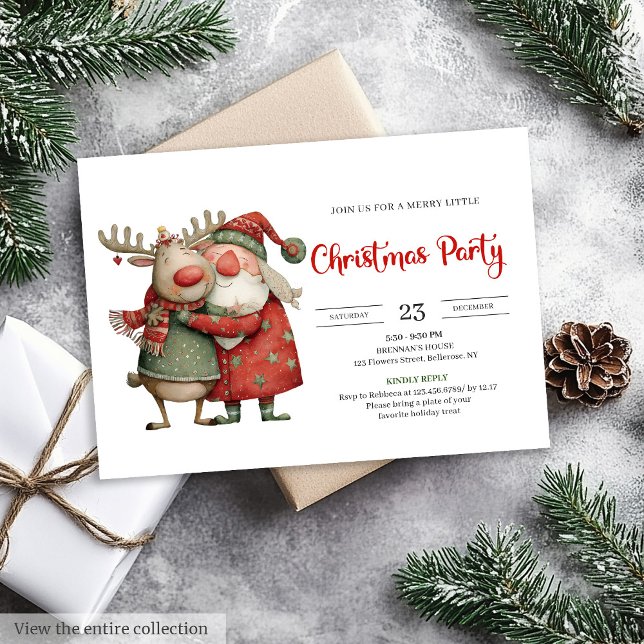 Quirky Santa Claus modern festive holiday invite Einladung (Quirky Santa Claus modern festive holiday invite)