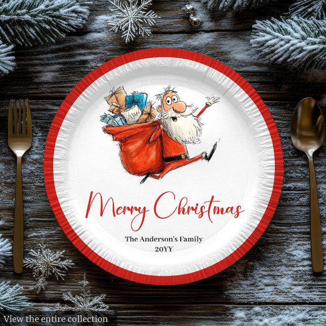 Quirky Santa Claus Watercolor Festive Tableware Pappteller (Quirky Santa Claus Watercolor Festive Tableware

)