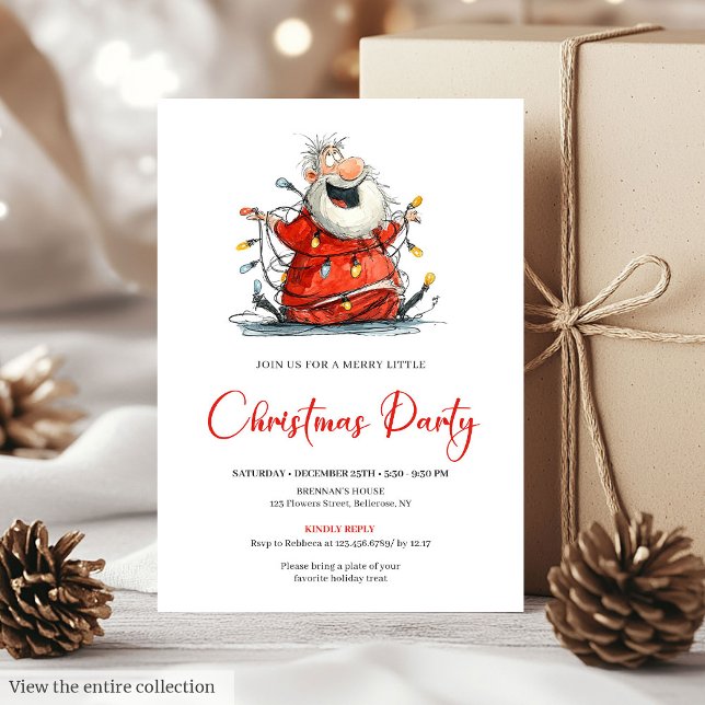 Quirky Santa Watercolor Holiday Party Invitation  Einladung (Quirky Santa Watercolor Holiday Party Invitation Design

)