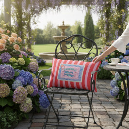 Quirky Sardines Can Red Pink Stripes Decor Kissen Für Draußen