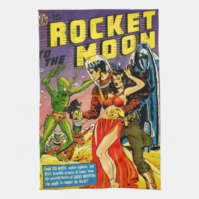 QUIRKY SCI FI PULP DESIGN HANDTUCH (Vertikal)