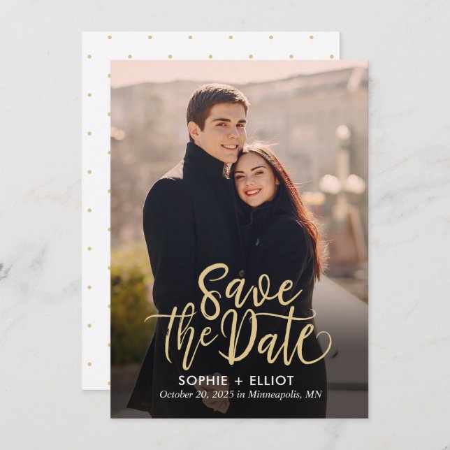 Quirky-Script-EDITABLE-COLOR-Save the Date-Karte Dankeskarte (Vorne/Hinten)