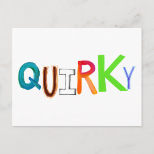 Quirky seltsam ungewöhnliches, buntes Kunstwort mi Postkarte