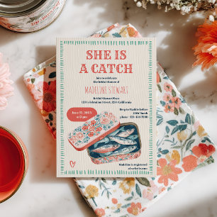 Quirky She Is A Catch Sardine Social Brautparty Einladung