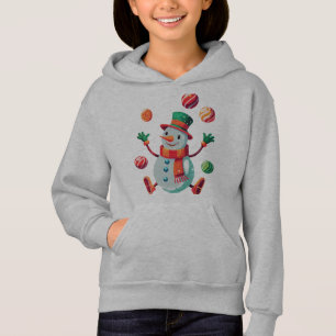 Quirky Snowman Juggling Hoodie