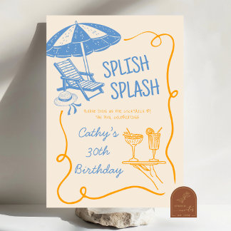 Quirky Splish Splash Summer Cocktail Geburtstag Einladung