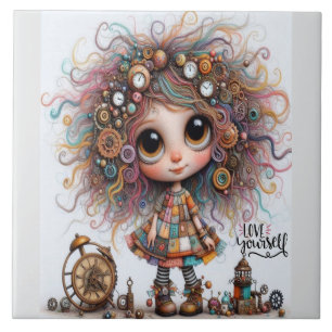 Quirky Steampunk Girl Liebe Keramik Tile Fliese