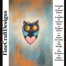 Quirky Steampunk Kitten + Pink Heart AP7 Decoupage Seidenpapier