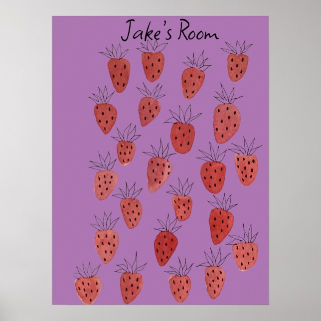 Quirky Strawberry Pattern Poster (Vorne)