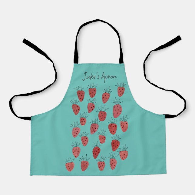 Quirky Strawberry Pattern Schürze (Vorderseite)