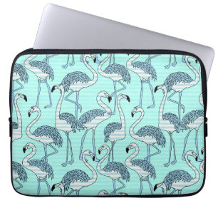 Quirky Striped Türkis Flamingos Muster Laptopschutzhülle