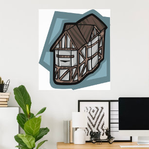 Quirky Tudor House Mittelalterliche Architektur Poster