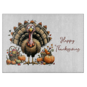 Quirky Turkey Happy Thanksgiving Schneidebrett