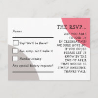 Quirky Typografy Rose Pink Gray Wedding RSVP