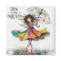 Quirky Umbrella Girl wagt es, magnet zu sein