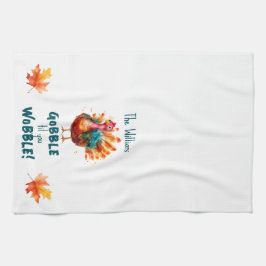 Quirky Watercolor Türkei Erntedank Geschirrtuch