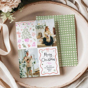 Quirky Wavy Frame Hand gezeichnet Frohe Weihnachts Feiertagskarte