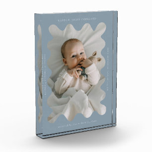 Quirky Wavy Frame Newborn Keepake Blue Fotoblock