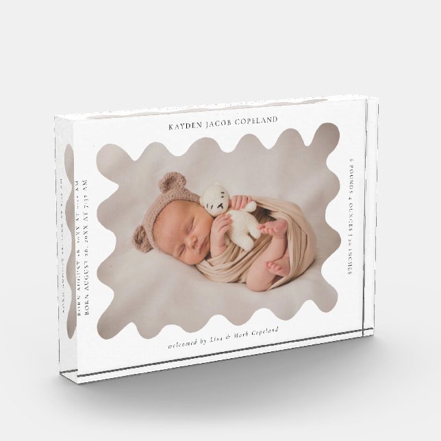 Quirky Wavy Frame Newborn Keepake Fotoblock (Links)