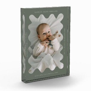 Quirky Wavy Frame Newborn Keepake Green Fotoblock