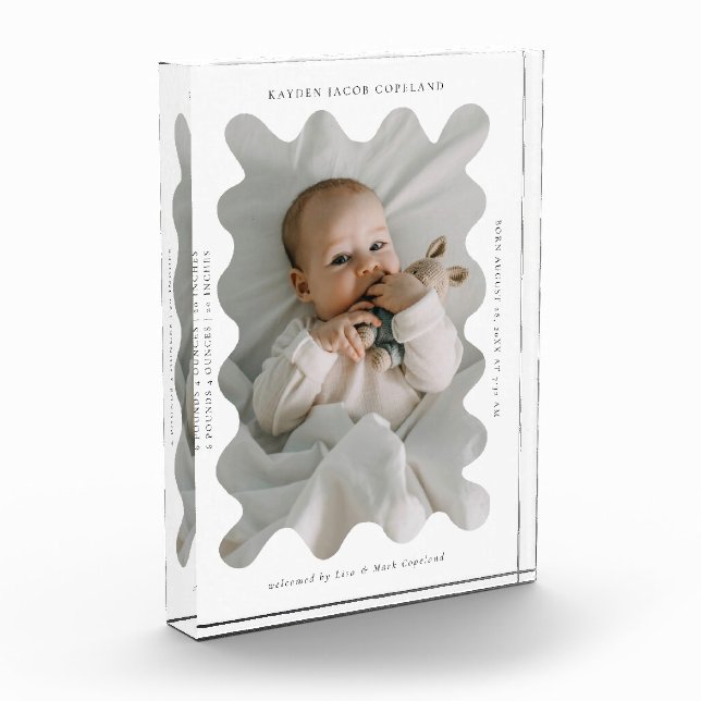 Quirky Wavy Frame Newborn Keepake White Fotoblock (Links)