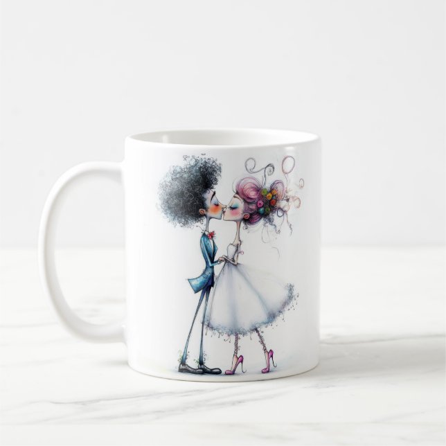Quirky Wedding Brie and Groom Kaffeetasse (Links)