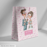 Quirky Wedding Gift Bag Cartoon Newlyweds Spaß