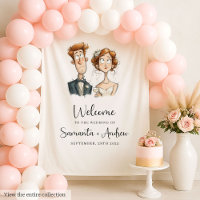 Quirky Wedding Tapestry Watercolor Newlyweds Party