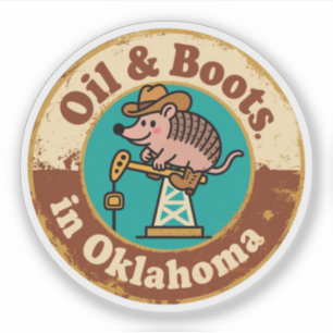 Quirky Western Charm_ Oklahoma Cowboy Armadillo Aufkleber