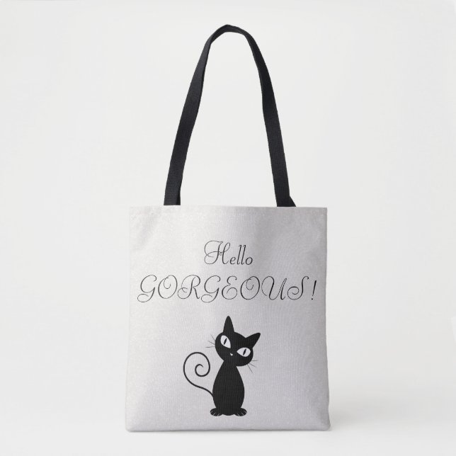 Quirky Whimsical Black Cat Glittery Hello Gorgeous (Vorderseite)