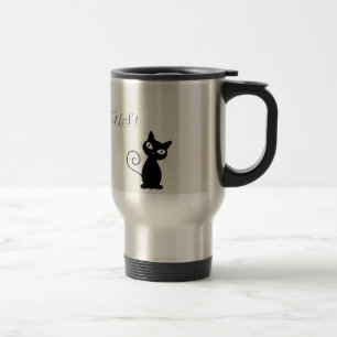 Quirky Whimsical Black Cat Glittery Hello Gorgeous Reisebecher