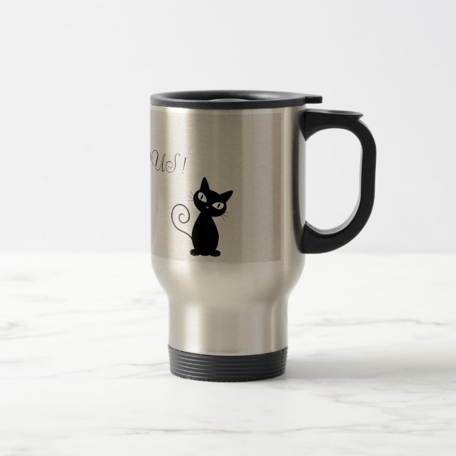 Quirky Whimsical Black Cat Glittery Hello Gorgeous Reisebecher (Rechts)