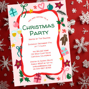 Quirky Whimsical Christmas Party CUSTOM Einladung