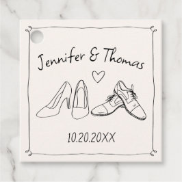 Quirky Whimsical Hand Drawn Doodle Shoes Hochzeit Geschenkanhänger