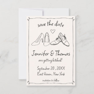 Quirky Whimsical Hand Drawn Doodle Shoes Hochzeit Save The Date