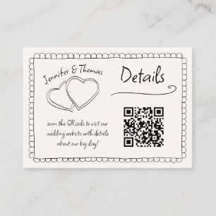 Quirky Whimsical Hand Drawn Wedding QR Code Detail Begleitkarte