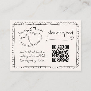 Quirky Whimsical Hand Drawn Wedding QR Code UAWG Begleitkarte