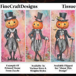 Quirky Whimsical Pumpkin Men, Pink EG3R Decoupage Seidenpapier