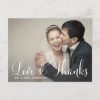 Quirky Whimsical Script Wedding Danke Postcard