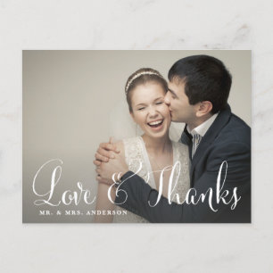 Quirky Whimsical Script Wedding Danke Postcard Postkarte
