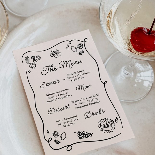 Quirky & Whimsical Wedding Menu Menükarte (Von Creator hochgeladen)