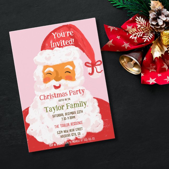 Quirky Whimsical Weihnachtsessen Party Einladung (santa claus christmas party invitation)