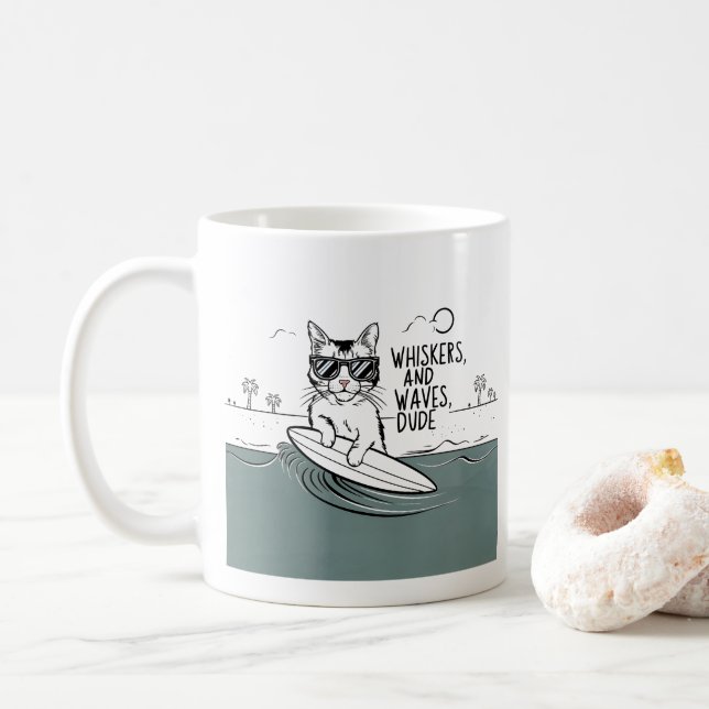 Quirky Whiskers und Wellen Typ lustiger Schlamm Kaffeetasse (Mit Donut)