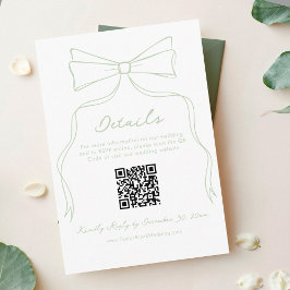 Quirky White and Green Wedding Details Qr Code Begleitkarte