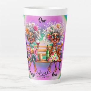 Quirky Wine Lady Wine Mode Latte Tasse