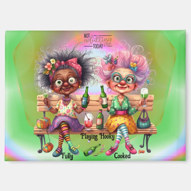 Quirky Wine Ladys Adulting Magnet (Vorderseite)