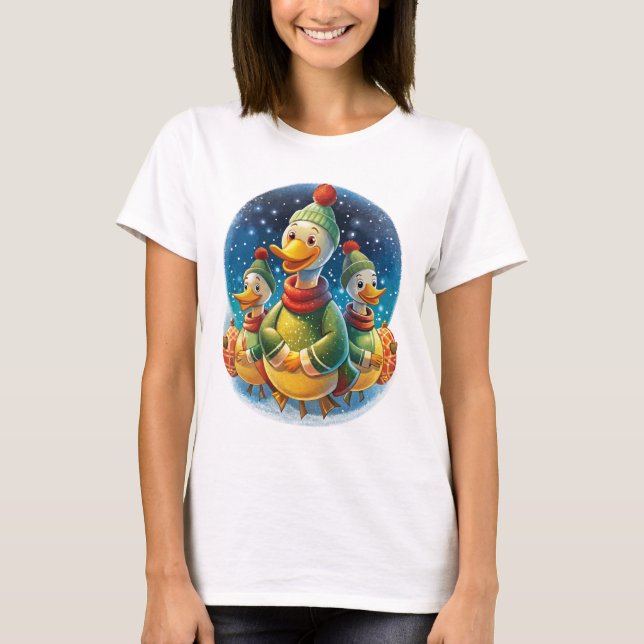 Quirky Winter Ducks T-Shirt (Vorderseite)