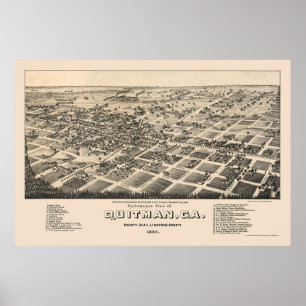 Quitman, GA Panorama Karte - 1885 Poster